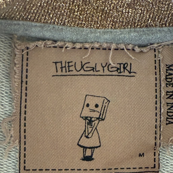 Stylish Women's Sweatshirt with Birdcage Design - Beige and Gray - Picture 3 of 5